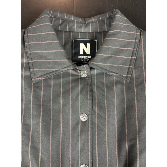 Nocturne Striped Padded Jacket Pinstripe Black Stripe Size Medium Bomber - Picture 9 of 10